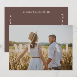 Terre Plum Enregistrer la date Monogramme superpos