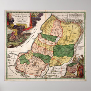 Terre Sainte et les tribus d'Israël. Poster carte