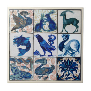 Terre Ware Animaux Bleu Blanc   Carreaux en cérami