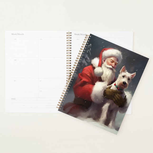 Térrier Fox à poil dur Père Noël Noël Fête (Devant avec enveloppe)