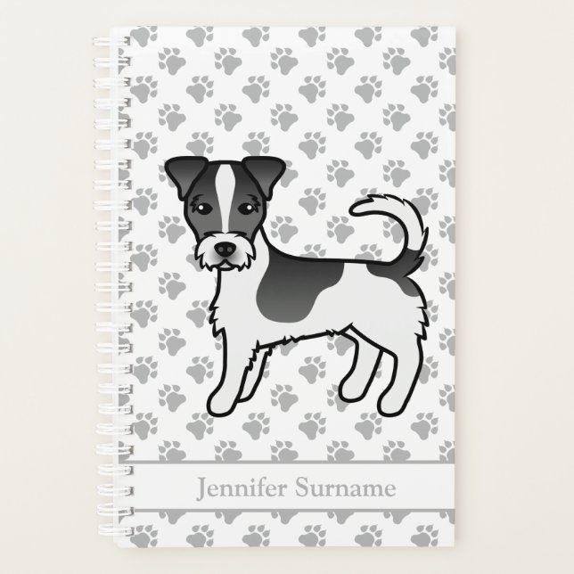 Térrier Jack Russell à poil dur noir et nom (Devant)