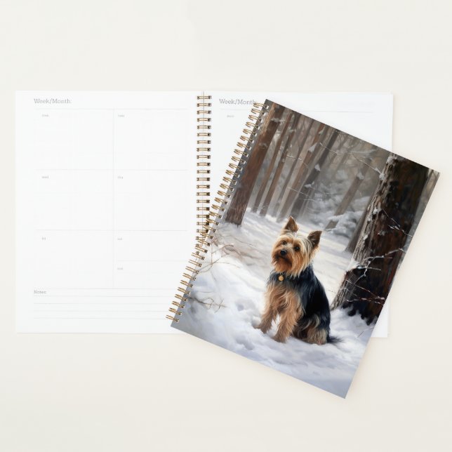 Terrier Silky laisse tomber la neige de Noël  (Devant avec enveloppe)