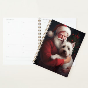 Terrier West Highland blanc Père Noël Noël