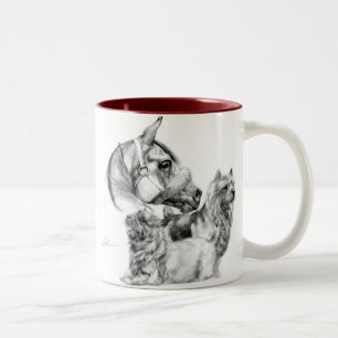 Terriers de Norwich et tasse de cheval