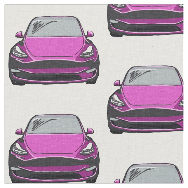 Tesla rose Modèle Y Tissu Dessin À La Main (Fermer)