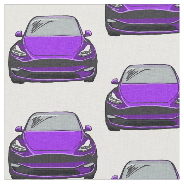 Tesla violette Modèle Y Tissu Dessin À La Main (Fermer)