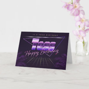 Tess prénom carte rétro lilas anniversaire