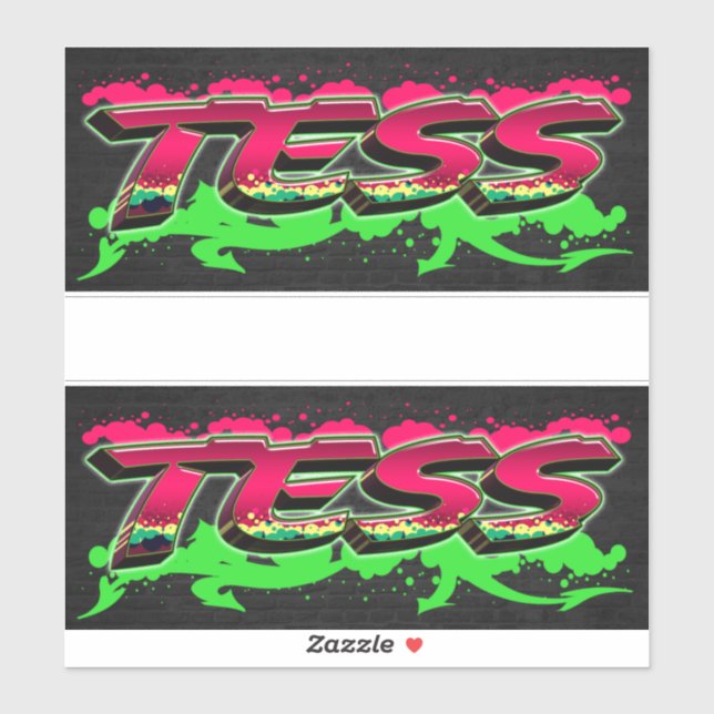 Tess prénom nom autocollant graffiti sticker (Feuille)