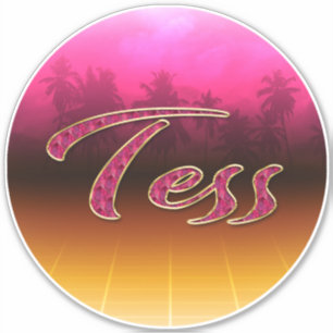 Tess prénom nom autocollant rose doré