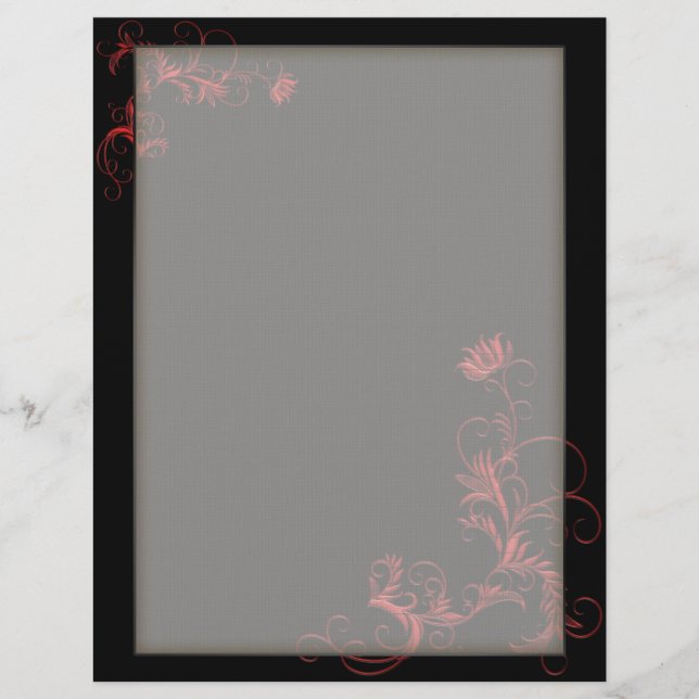 Tête à lettres rouge floral noir (Devant)