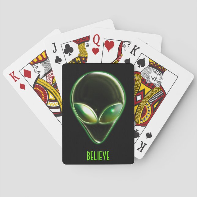 Tête Alien métallique 04 Bicycle® Cartes de jeu (dos)