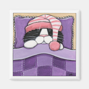 Tête couchée - Aimant de chat