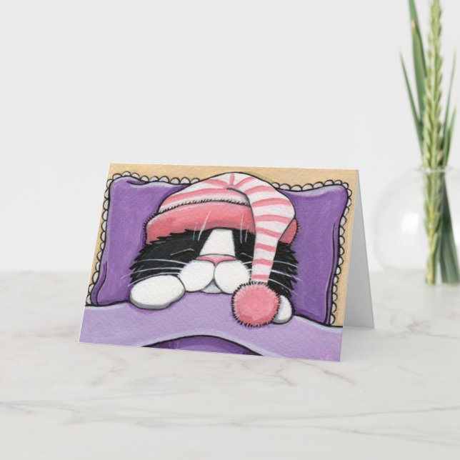 Tête couchée - Carte de voeux pour chat (Devant)