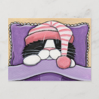 Tête couchée - Carte postale de chat