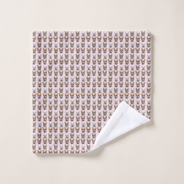 Tête de Bouledogue Français French Bulldog  (Gant de toilette)