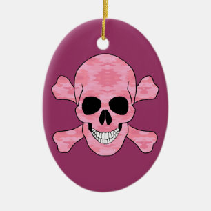 Tête De Camouflage Rose Et Tronc Ornement Ovale