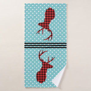 Tête de cerf avec Antlers - Rouge rustique Plaid