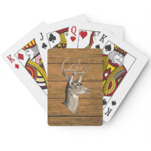 Tête de cerf sur grain de bois Cartes à jouer clas