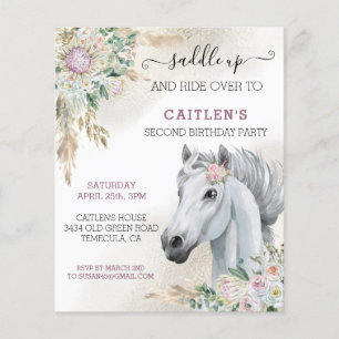 Tête de cheval à l'aquarelle Boho floral Anniversa