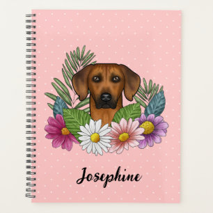 Tête de chien Ridgeback de Rhodésie Fleurie Coloré
