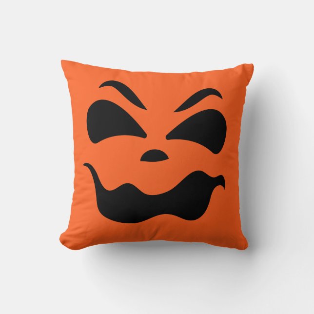 Tête de citrouille Jack O Lantern Coussin de jet (Recto)