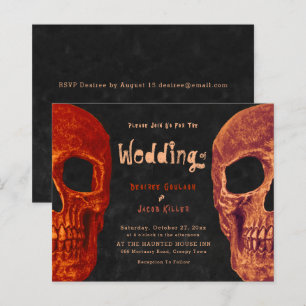 Tête de crâne gothique Orange Black Halloween Budg