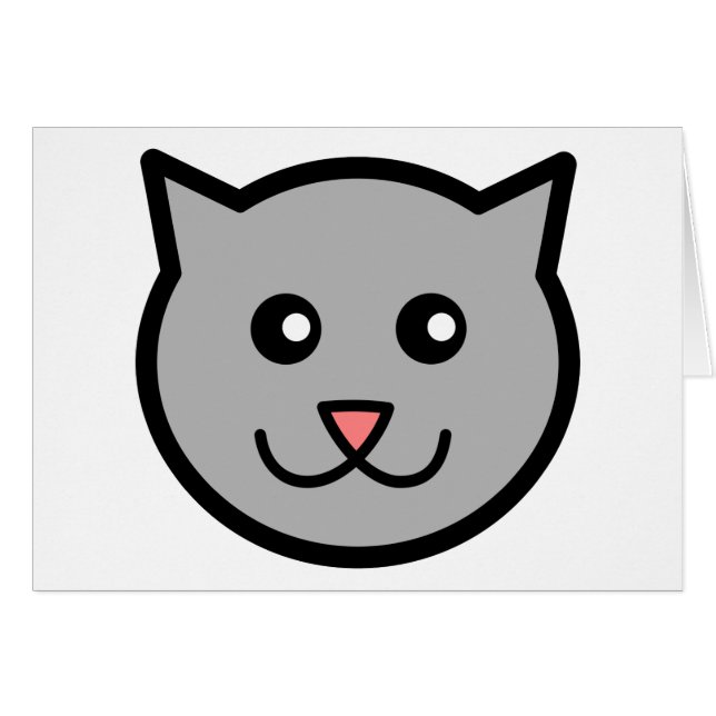 Tête de dessin animé de chat gris souriant (Devant horizontal)