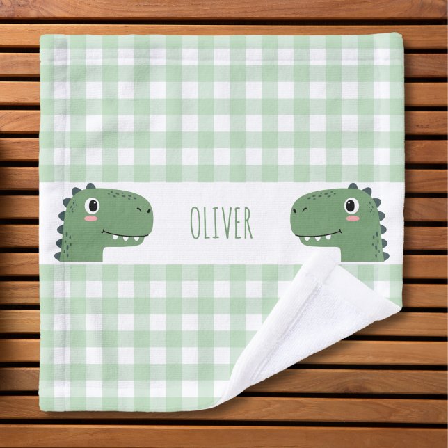 Tête de dinosaure vert mignon à carreaux (Créateur téléchargé)