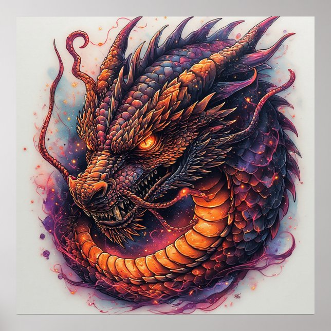 Tête de dragon aux yeux féroces Impression d'art f (Devant)