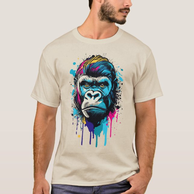 Tête de gorille - T-shirt de gorille - Gorille col (Devant)