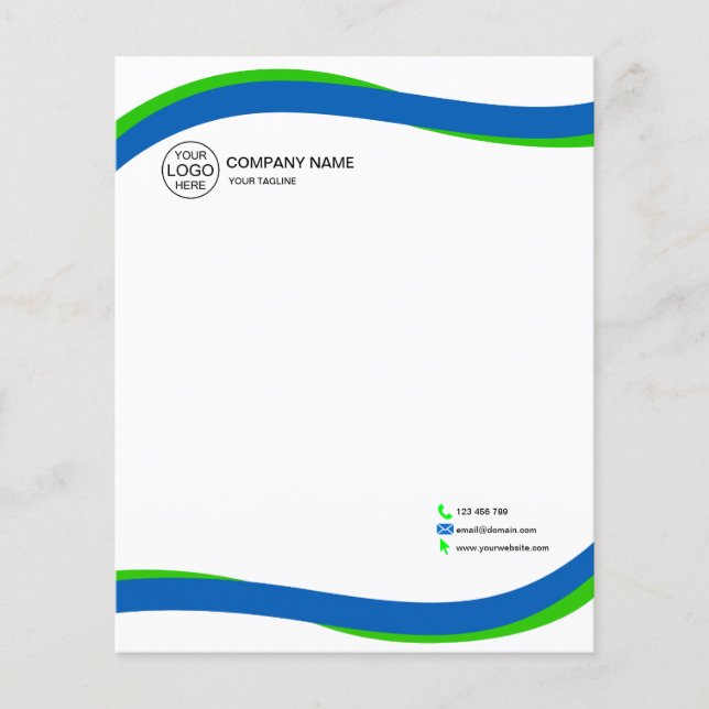Tête de lettre moderne bleu et vert avec logo (Devant)