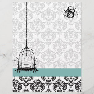 Tête de lettre Monogramme vintage Bird Cage Aqua D
