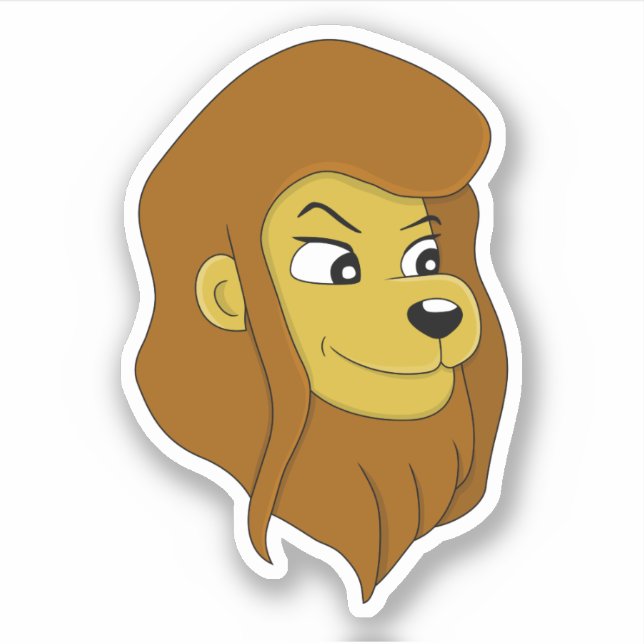 Tête de lion de dessin animé - autocollant vinyle (Devant)