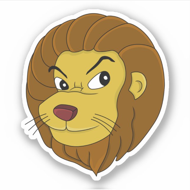 Tête de lion de dessin animé - autocollant vinyle (Devant)