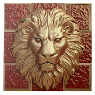 Tête de lion majestueuse avec carreau de céramique