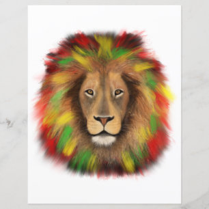 Tête de lion rasta rouge jaune vert dessin Jamaïqu