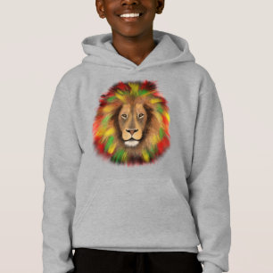 Tête de lion rasta rouge jaune vert dessin Jamaïqu