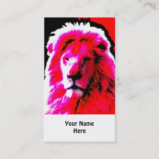 Tête de lion rose carte de visite blanc (Devant)