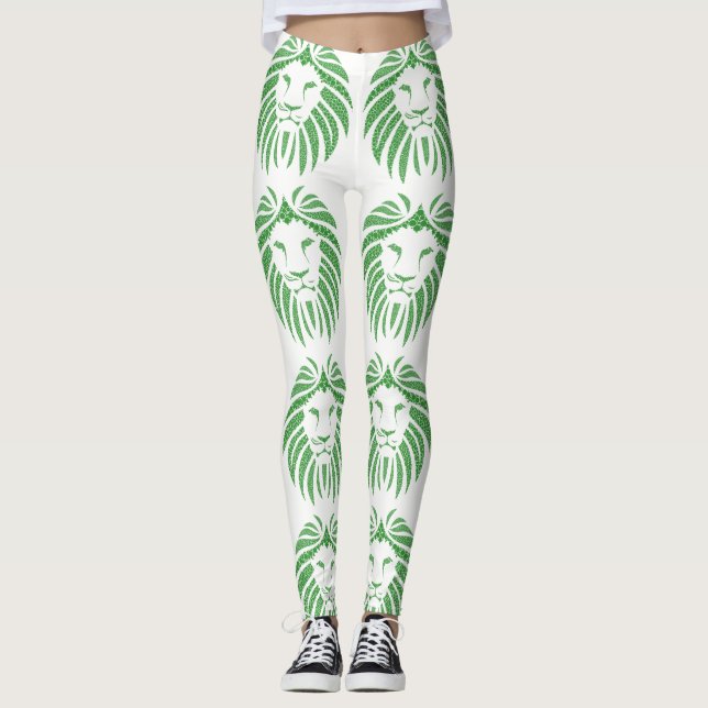 Tête de Lion Vert Sur Legging de N'importe Quelle  (Devant)