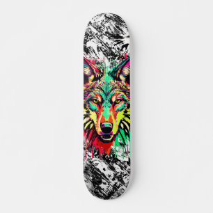 Tête de loup colorée - Planche de skateboard de lo