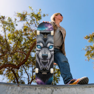 Tête de loup grognant Skateboard
