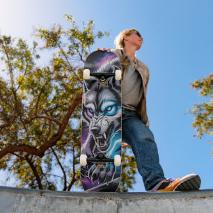 Tête de loup grognant Skateboard