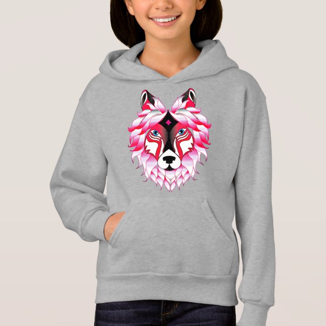 Tête de loup rose Polygone Design-24531 (Devant)