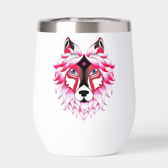 Tête de loup rose Polygone Design-24531 (Arrière)