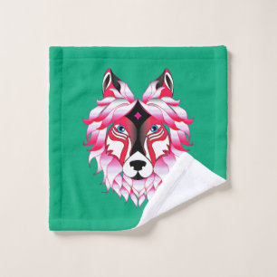 Tête de loup rose Polygone Design-24531