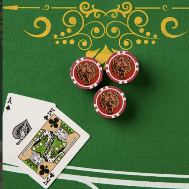 Tête de loup sur jetons de poker rouges (Wolf Head on Red  Poker Chips Full colour graphics textured surface easy stacking 9 colours.


)
