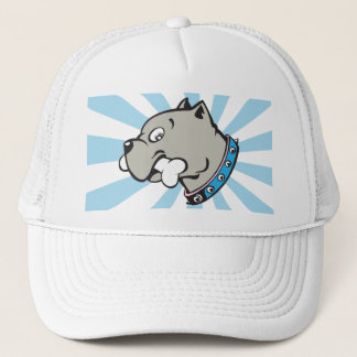Tête de Pitbull de bande dessinée - casquette bleu