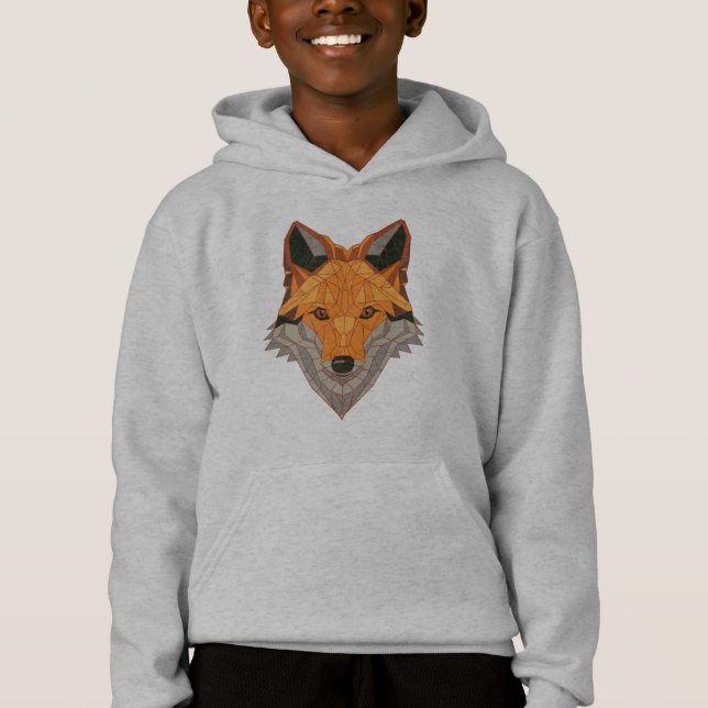 Tête de renard orange polygonale dessin animalier (Devant)