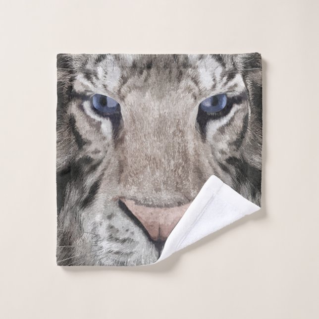 Tête de Tigre Blanc Esthétique Faunique (Gant de toilette)