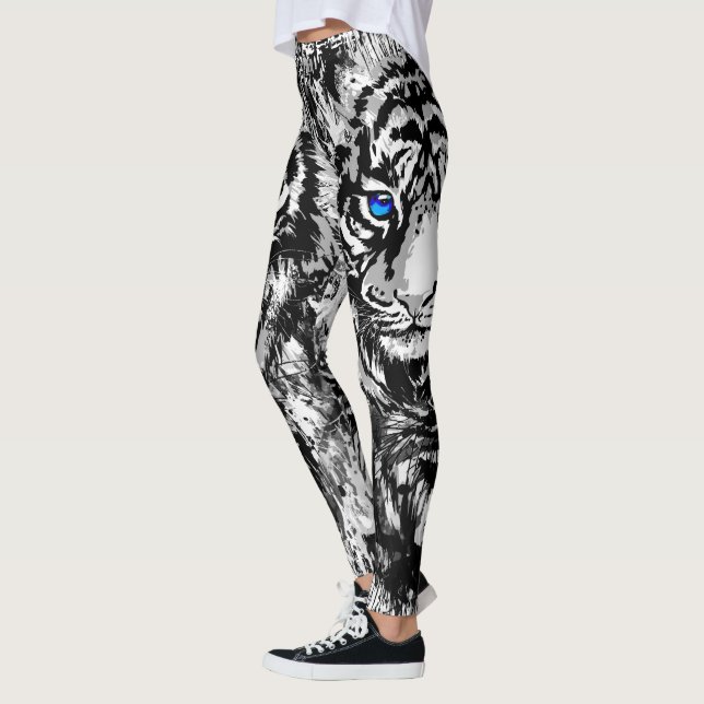 Tête de tigre blanche réaliste - Leggings de tigre (Gauche)
